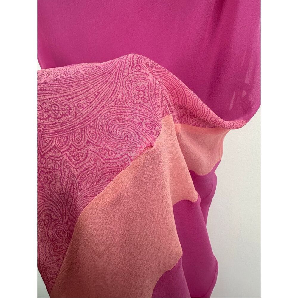 Express Women’s Vintage Y2K Pink Silk One Shoulder Slip Asymmetrical Hem Paisley - Picture 6 of 12